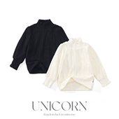 蕾丝中领弹力打底衫 UNICORN女童秋冬款 韩版 女宝加绒内搭针织上衣