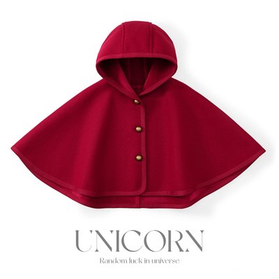 UNICORN英式儿童斗篷新款女童一体绒圣诞洋气披风小红帽披肩上衣