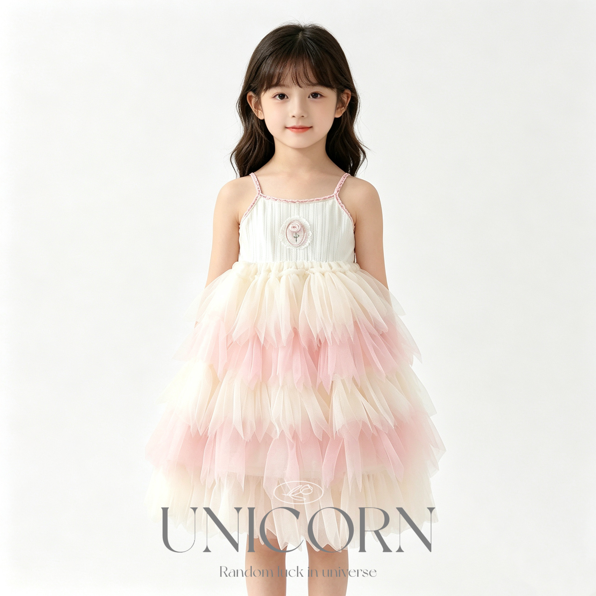 UNICORN女童26夏新款韩版网纱吊带连衣裙女宝超美公主蛋糕蓬蓬裙