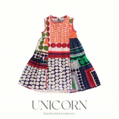 UNICORN女童夏季新款民族风复古撞色纯棉背心连衣裙女宝度假裙子