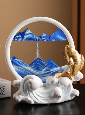 速发创意鱼跃龙门流沙画沙漏摆件客厅电柜视酒柜装饰品办公室毕业