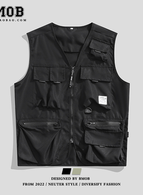 速发BMOB工装马甲男帅套多口袋痞外机能战术背上坎肩无袖心衣
