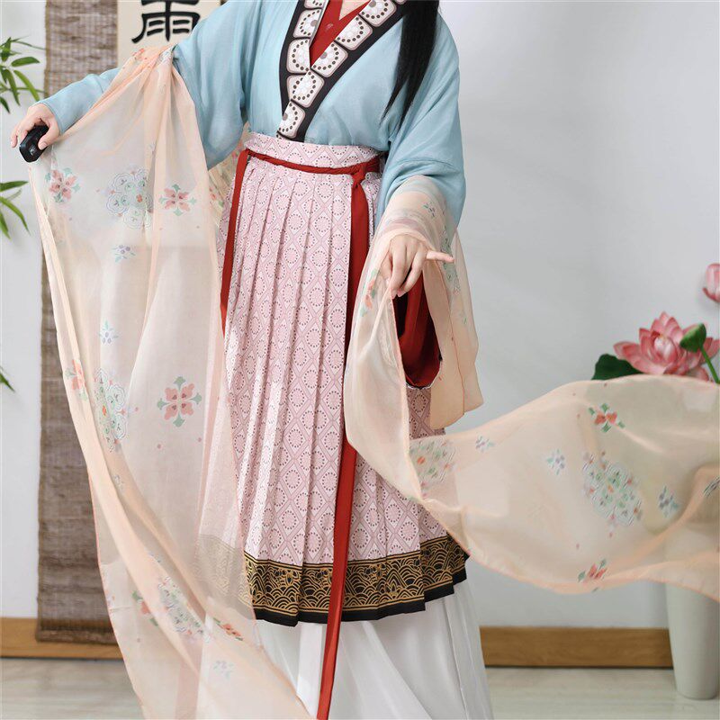 速发天丝布料一梦惊鸿团花披帛古装汉服敦煌舞蹈国风飘带丝带面料
