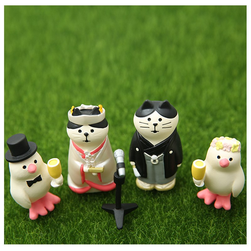 速发a日式和服情侣猫咪一家树脂工艺品粒居萌件摆家微景观搭配