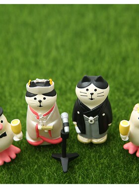 速发a日式和服情侣猫咪一家树脂工艺品粒居萌件摆家微景观搭配