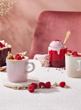 速发法国酷瓷lect50彩侣马陶杯圣诞带把手工克彩茶水杯子