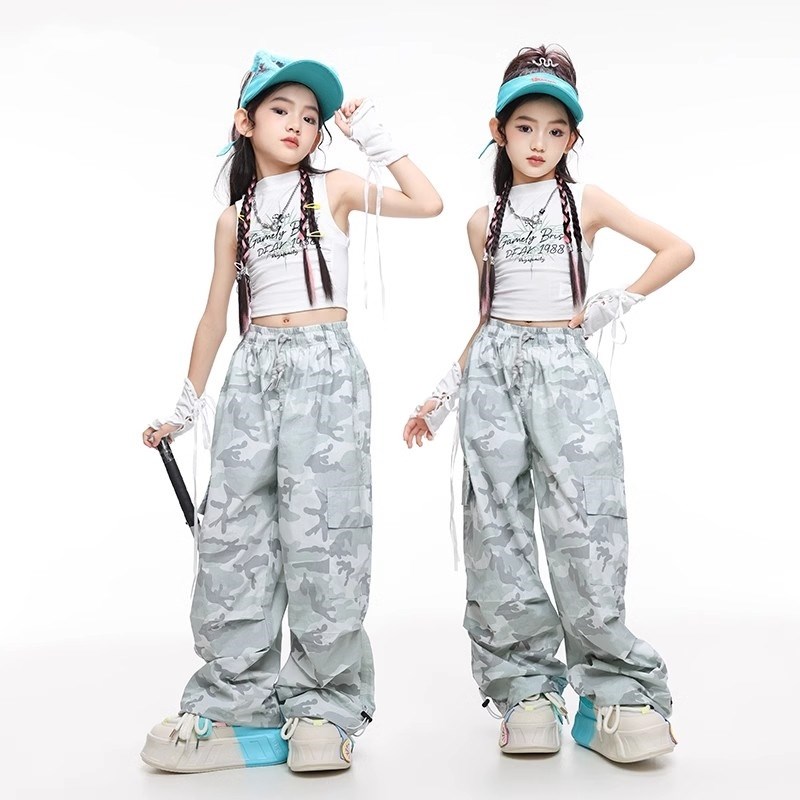 速发爵士舞服装套露脐孩装韩版时髦炸街jzaz舞台走秀迷彩练功表演