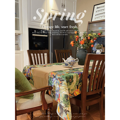速发法式桌布防水户外桌营野餐级式轻奢高美感室外茶几圆露布