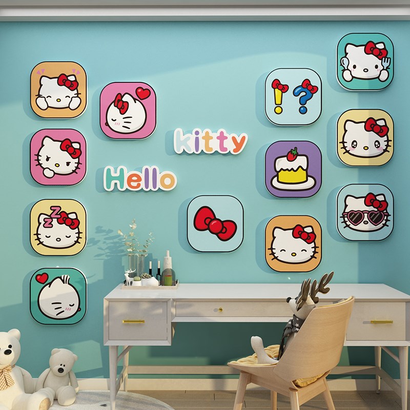 速发哈喽heo公装饰布置儿童y主房间床卧室孩头墙面贴纸
