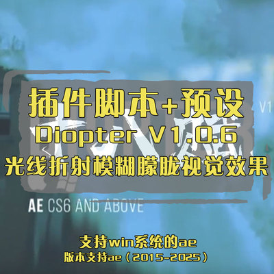 ae插件Diopter插件V1.0.6中文汉化版ae光线折射模糊朦胧视觉效果