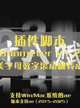 ae插件精美动画数字数学符号文本滚动翻转动画效果Odometer插件