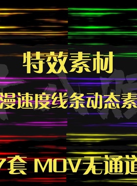 卡通MG动画漫剪跑步速度线动漫快速行走速度线条动态素材