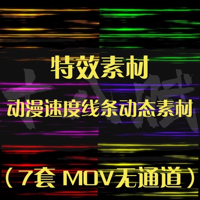 卡通MG动画漫剪跑步速度线动漫快速行走速度线条动态素材