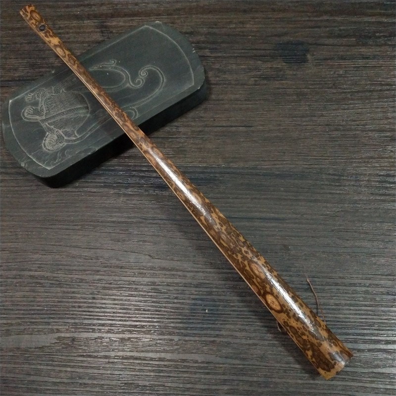 高档文玩空白宣纸折扇九寸天然斑竹老蚊帐杆梅鹿扇骨花纹凹凸感强