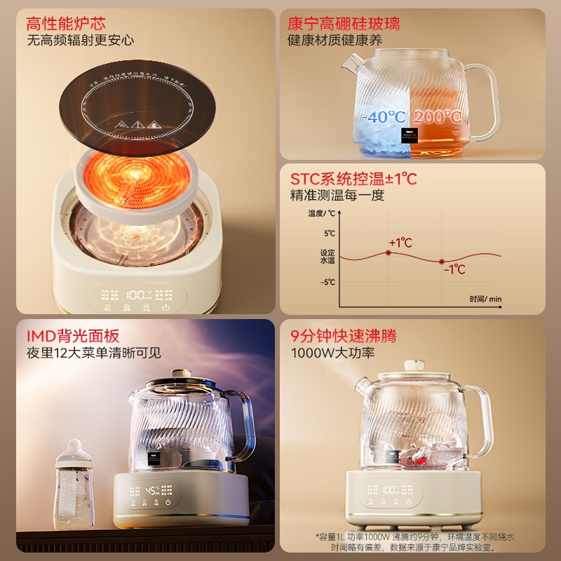 康宁二代养生壶全玻璃家用多功能小型办公室新款煮茶器烧水壶花茶图片