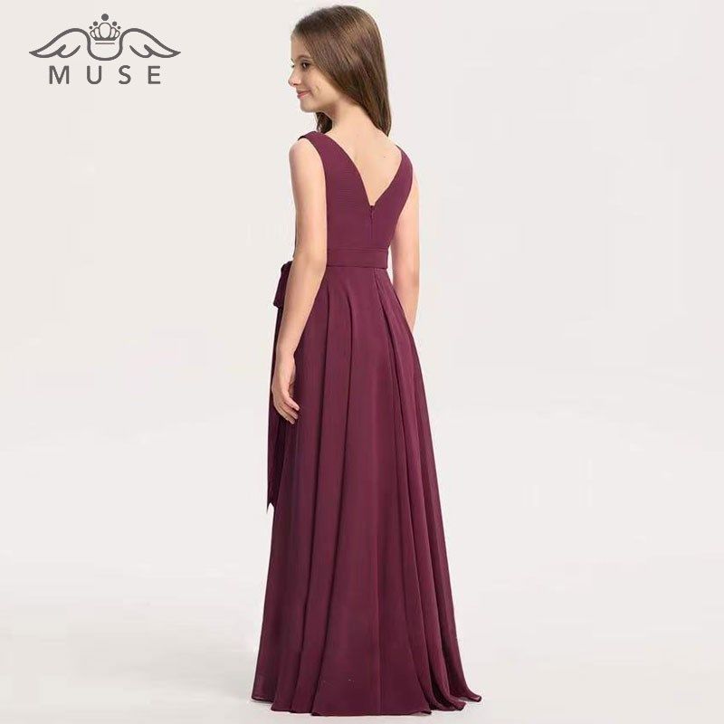 钢琴演奏礼服女童礼服裙夏季主持人礼服中大童儿童礼服雪纺桑葚紫