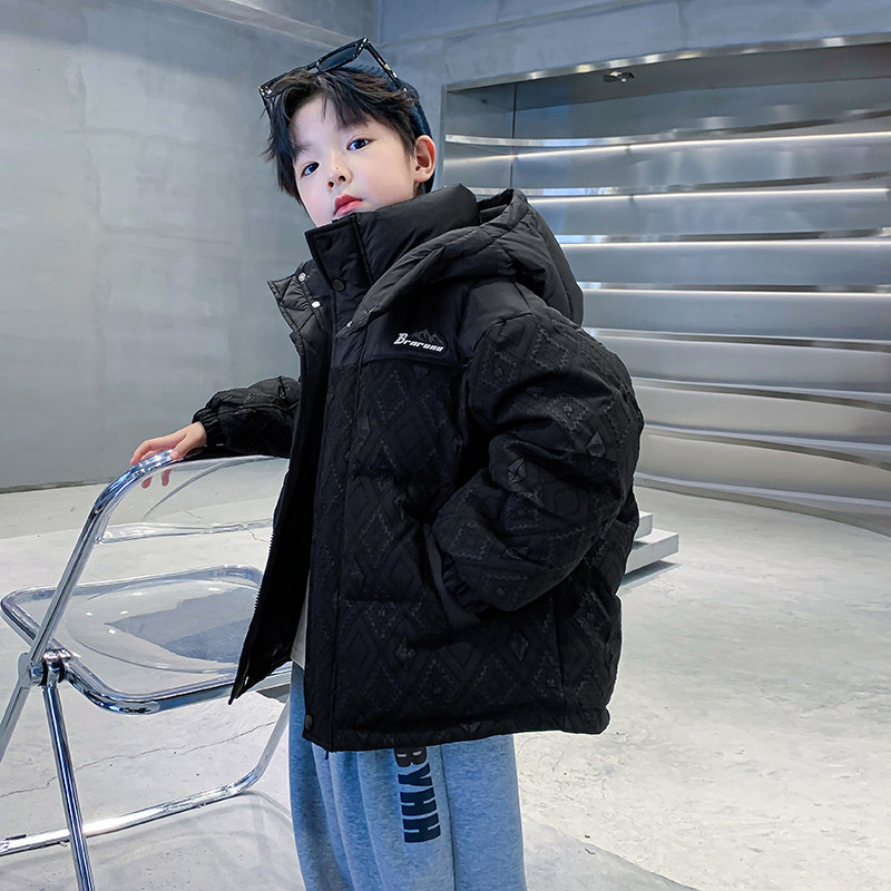 男童冬季短款加厚拼接免洗羽绒服2023新款中大童冬装防寒外套潮