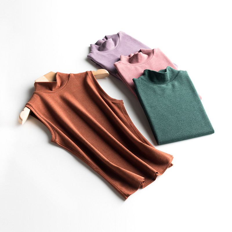 保暖背心女士内衣加绒打底衫上衣半高领秋冬季加厚自发热秋衣外穿