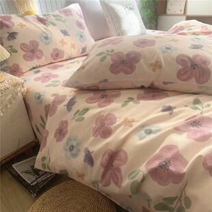 纯棉被套单件田园风被罩单双人150x200x230全棉床单四件套可定制