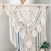 嫣雨.北欧挂毯纯手工编织 饰 树叶流苏挂画卧室客厅沙发墙壁背景装