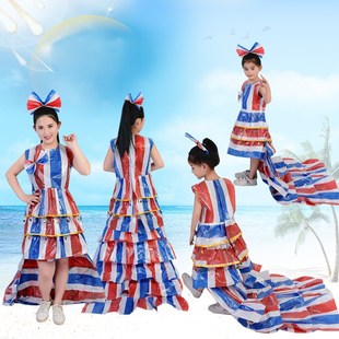 环保时装秀衣服大人环保材料DIY手工衣服幼儿园亲子走秀环保服装