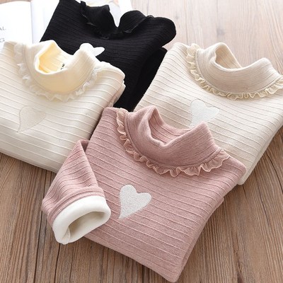 女童加绒打底衫冬装新款儿童一体绒长袖t恤洋气宝宝加厚保暖上衣