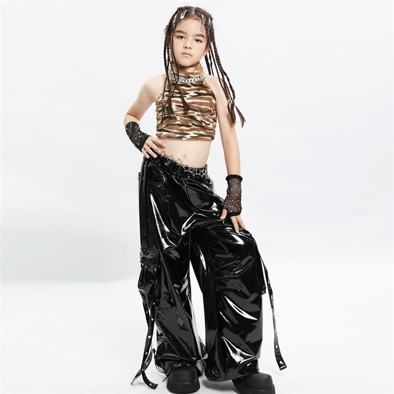 儿童爵士舞服装女童T台走秀潮少儿露脐甜酷表演服女团舞蹈演出服