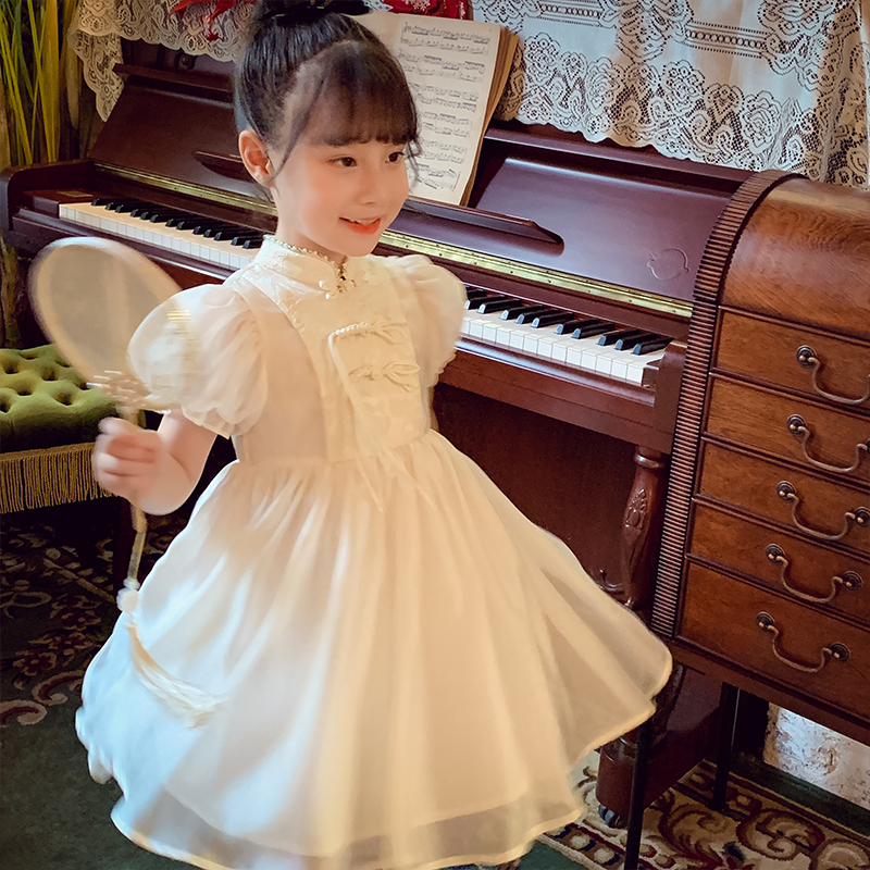 女童旗袍夏装2023新款洋气儿童新中式连衣裙女孩中国风汉服公主裙