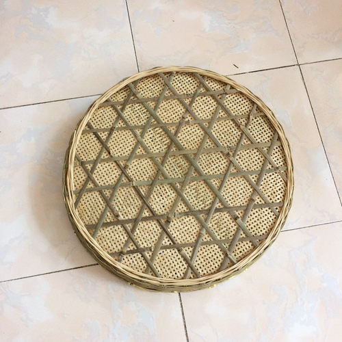 新款晾晒茶叶有孔竹匾簸箕家用晒篮食品手工制品托盘手工竹筛子