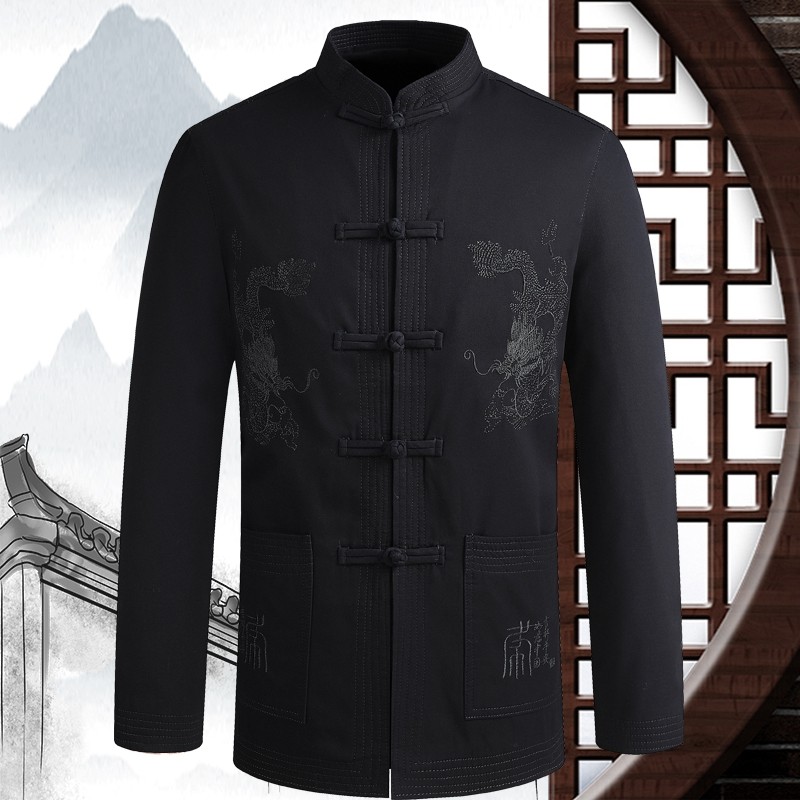春秋中国风中老年人唐装男夹克中式爸爸爷爷生日装外套喜庆祝寿服