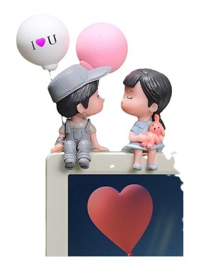 台式电脑显示屏情侣摆件装饰品屏幕边框装饰显示器办公室桌面摆设