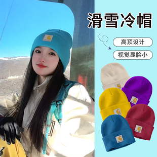 小鹿户外冷帽针织帽毛线帽雪山秋冬保暖防风大头围纯色男女同款