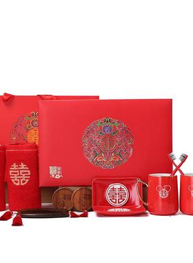 日本HRD结婚洗漱杯陶瓷漱口杯婚庆喜杯红色刷牙杯一对新婚牙杯陪