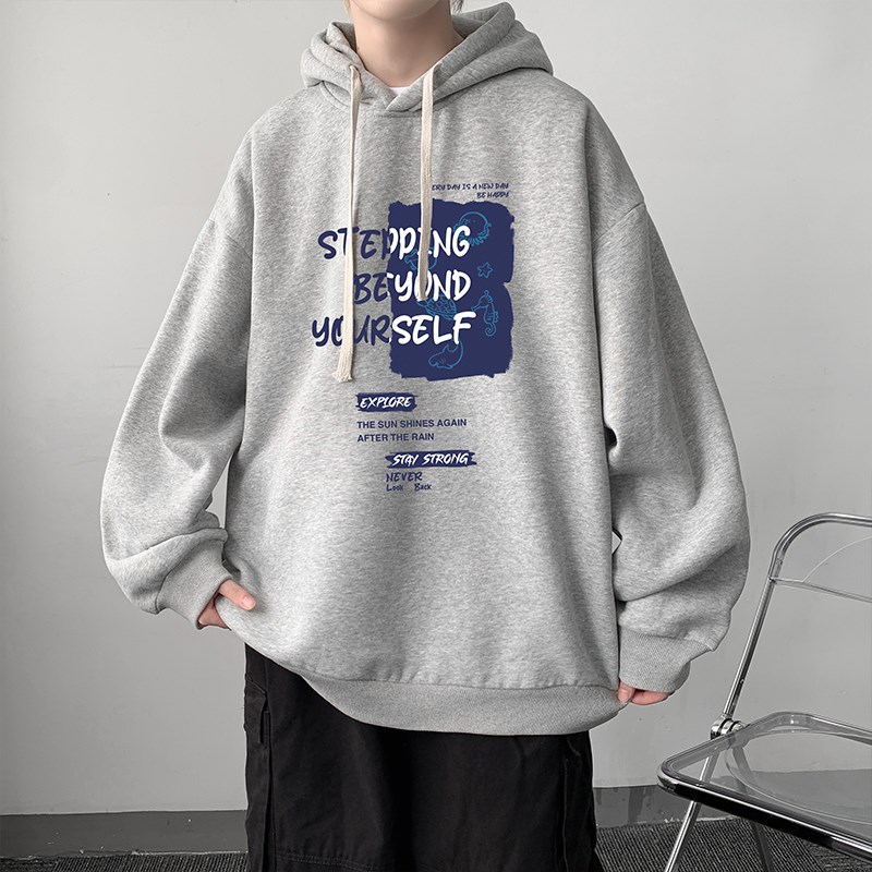 山东即墨卫衣男款春秋季oversize连帽上衣服青少年美式硬挺外套潮