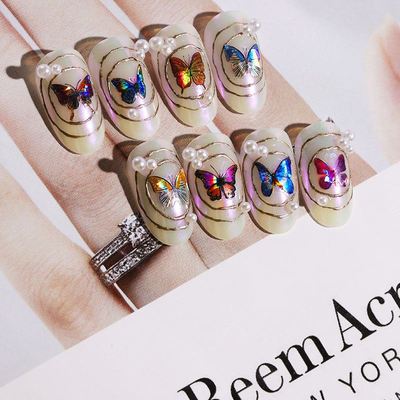 Butterfly Holographic 3D Nail Stickers Laser Adhesive Decals