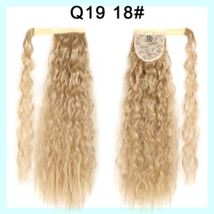 假发隐形魔术贴蓬松玉米烫须马尾辫子哑光化纤材质带钢叉马尾假发