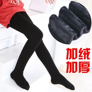 跳舞蹈女儿童 袜子带绒厚裤 冬天大人小孩白色加厚绒款 加绒打底连裤