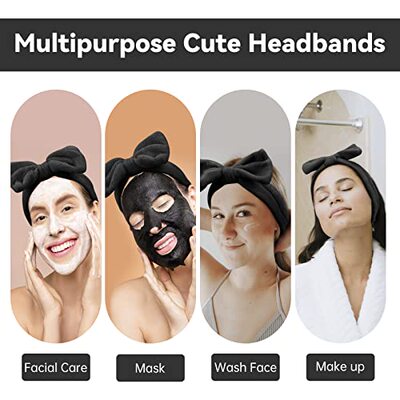 Ondder Black Spa Headband for Washing Face Bow Skincare Head