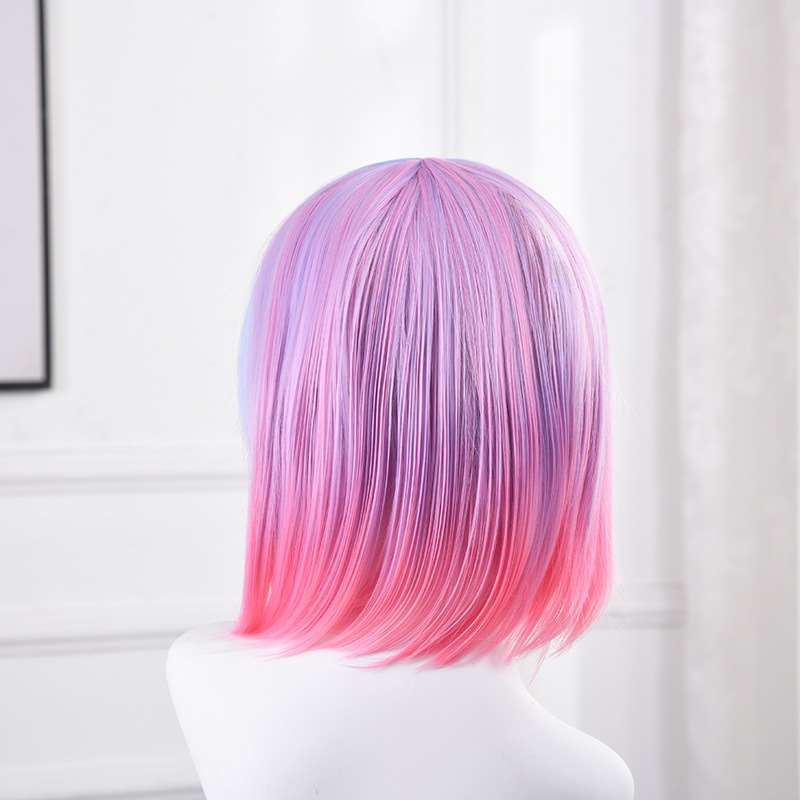 Ladies Qi Liu Hai wig high temperature silk gradient bob col