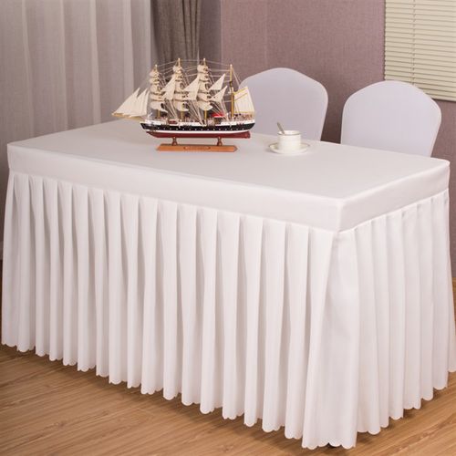 White tablecloth cloth art conference room long table