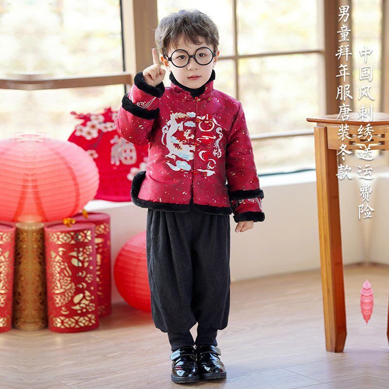 好货儿童男童汉服拜年服秋冬2025新款蛇年新年过年中国风唐装男生