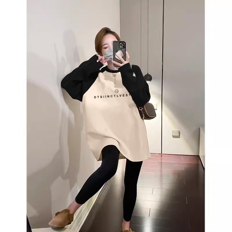 好货长袖上衣打底衫女2025新款春装内搭可外穿中长款搭配鲨鱼裤遮图片