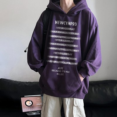 暗黑系连帽卫衣男款秋季韩版无绳字母潮流外套重磅痞帅青少年上衣