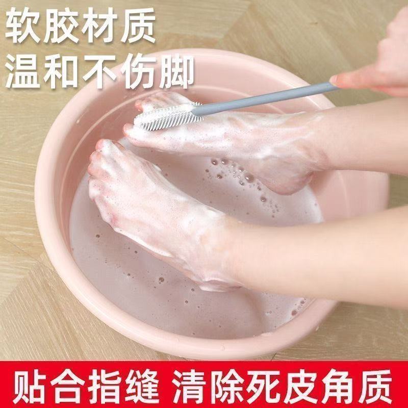 升级硅胶搓脚棒长柄懒人洗脚神器足部搓泥刷去除死皮老茧足浴清洁