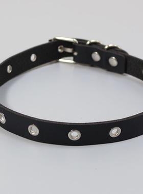 朋克风个性鸡眼钉孔项圈女项链皮质锁骨链皮带扣颈带手环两用饰品