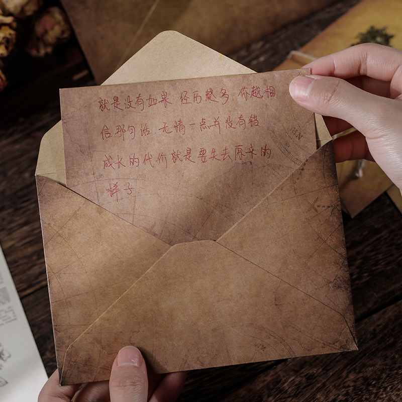复古牛皮纸信纸信封套装A5情书浪漫情侣怀旧简约祝福麻绳挂饰
