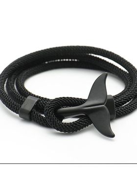 鲸鱼尾手链男手工编织手绳海洋生物活扣手环百搭情侣款