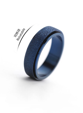 钛钢磨砂可转动戒指男潮小众精致食指指环冷淡风女士尾戒