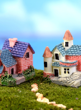 创意微景观树脂房子复古别墅迷你摆件工艺品装饰仿真模型
