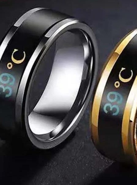 时尚智能温度数感变色戒指男潮个性单身嘻哈潮男钛钢指环